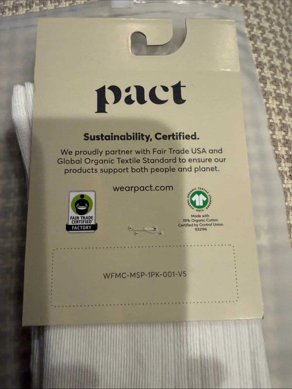 Pact Organic Cotton Blend Men's Crew Socks - White & Olive/Navy Stripes